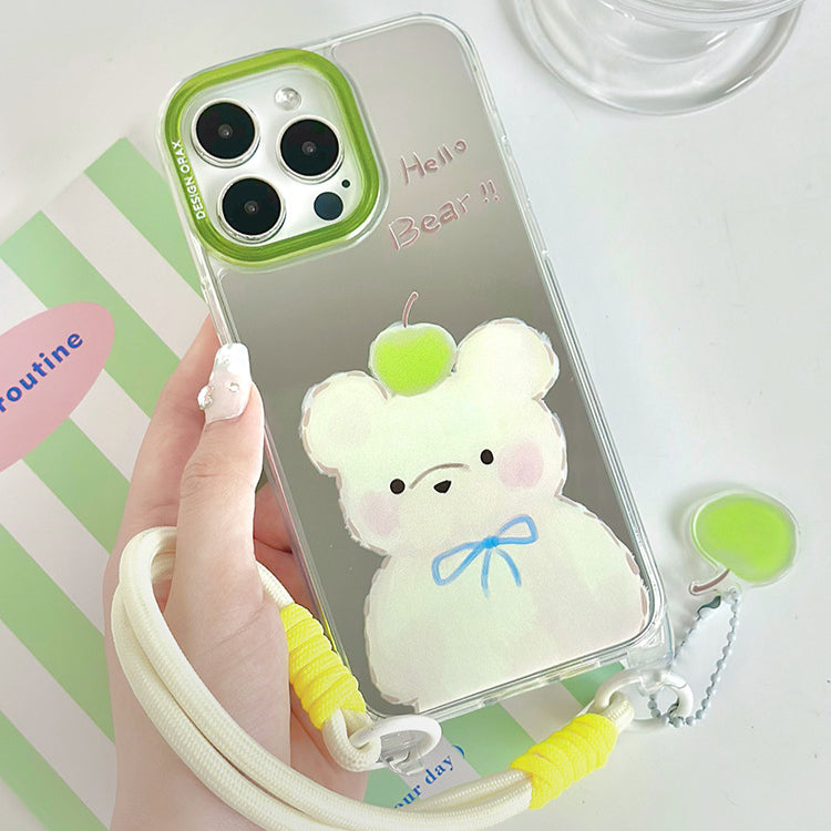 手機殼|iPhone15pro適用12/13promax卡通11蘋果15掛繩鏡面手機殼批發「WL0034」24.07