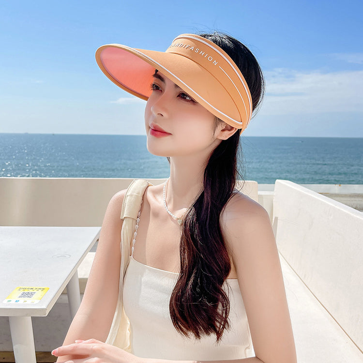 流行帽子 | 空頂膠印字母防曬帽女百搭夏季遮陽大帽檐遮臉時尚美觀貝殼帽子「C0937」22.03