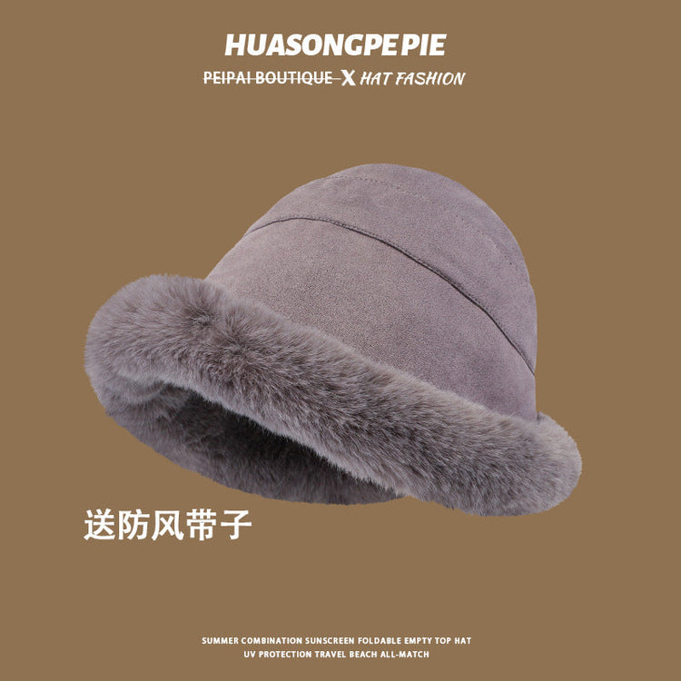 流行帽子|冬季百搭蒙古帽麂皮絨加絨仿羊羔毛加厚漁夫帽保暖學生顯臉小盆帽「C3560」24.01-3