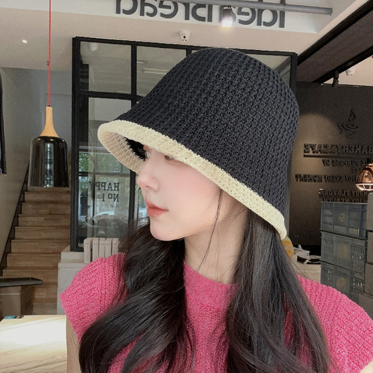 流行帽子|草編水桶帽夏季出遊沙灘漁夫帽鏤空透氣百搭可折疊太陽帽防曬帽女「C3721」24.03-1