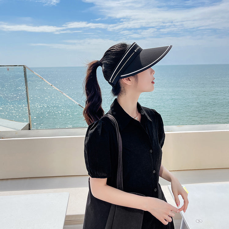 流行帽子 | 空頂膠印字母防曬帽女百搭夏季遮陽大帽檐遮臉時尚美觀貝殼帽子「C0937」22.03