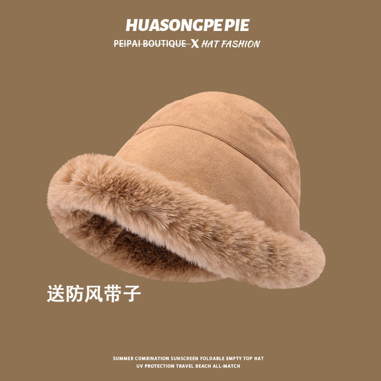 流行帽子|冬季百搭蒙古帽麂皮絨加絨仿羊羔毛加厚漁夫帽保暖學生顯臉小盆帽「C3560」24.01-3