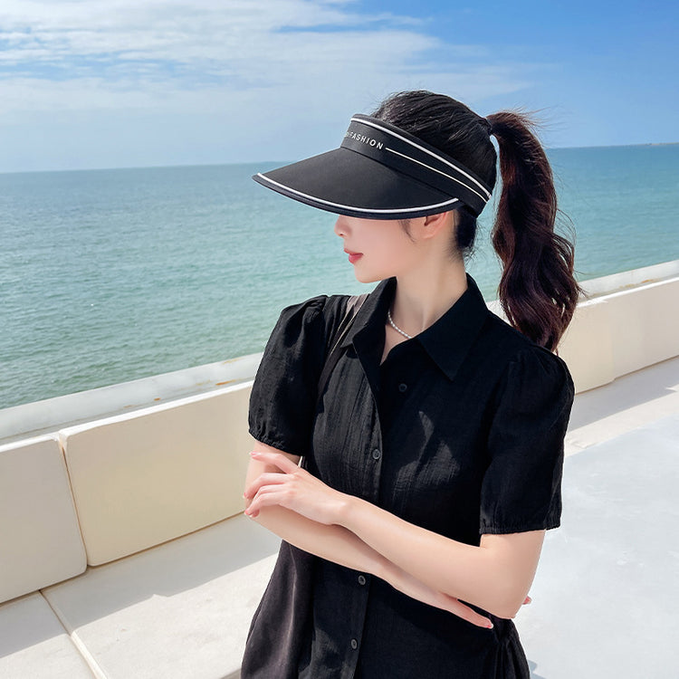 流行帽子 | 空頂膠印字母防曬帽女百搭夏季遮陽大帽檐遮臉時尚美觀貝殼帽子「C0937」22.03