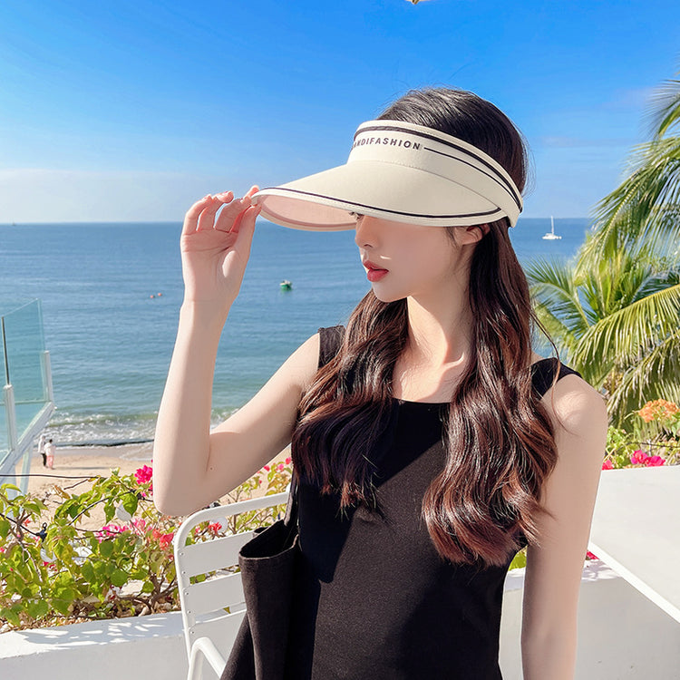 流行帽子 | 空頂膠印字母防曬帽女百搭夏季遮陽大帽檐遮臉時尚美觀貝殼帽子「C0937」22.03
