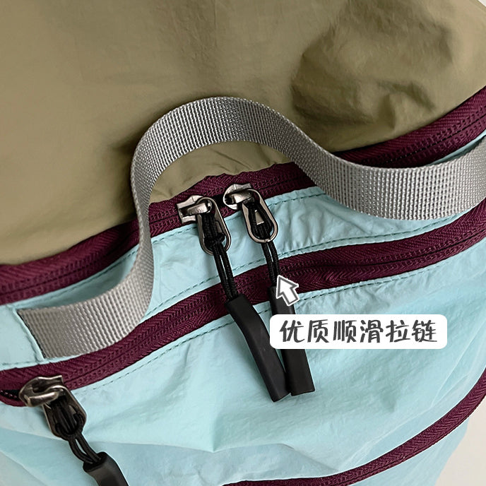致青春 | 小眾拼色雙肩包女大學生休閒簡約戶外登山包大容量學生書包「7724-126」25.05-3