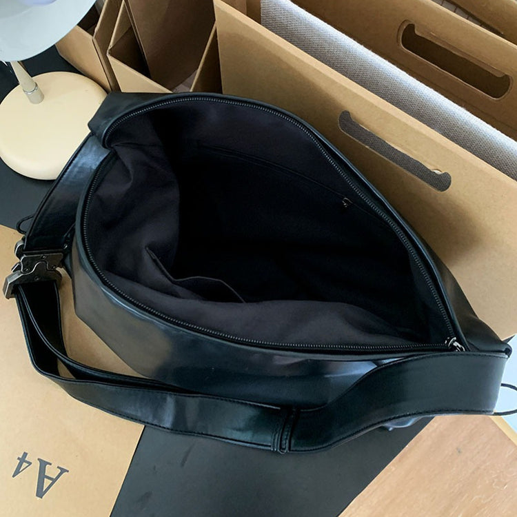 日韓流行｜韓版包包女大容量2025新款褶皺托特包質感休閒通勤寬肩帶斜挎包「M8837」25.10-4