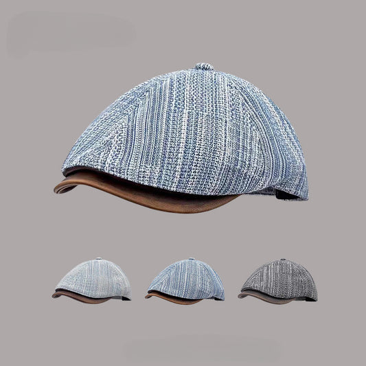 流行帽子 |日系復古牛仔前進帽女夏文藝休閒百搭皮質帽檐畫家帽鴨舌報童帽子「C5368」25.07-3
