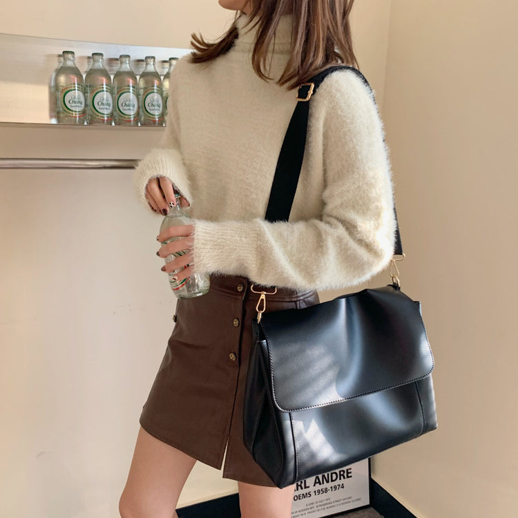 日韓流行｜2025新款潮秋冬歐美時尚高級感單肩手提托特包百搭復古翻蓋腋下包「8500#」25.11-2