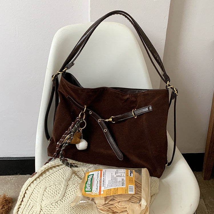 日韓流行｜秋冬新款麂皮絨多功能背包大容量休閒單肩斜挎通勤托特包雙肩背包「D9047」25.11-4