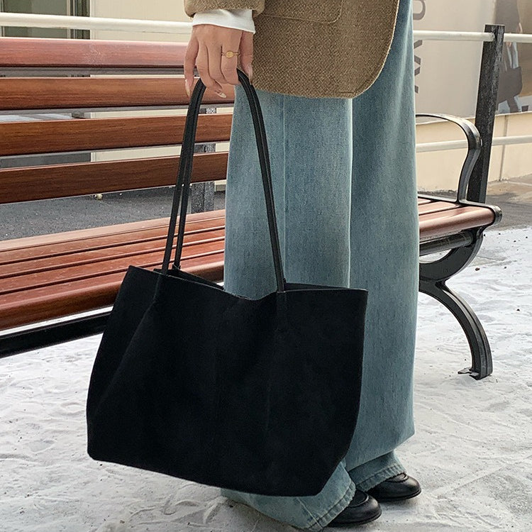 日韓流行｜秋冬復古麂皮絨大容量托特包2025新款時尚簡約上課通勤手提單肩包「M9048」25.11-4