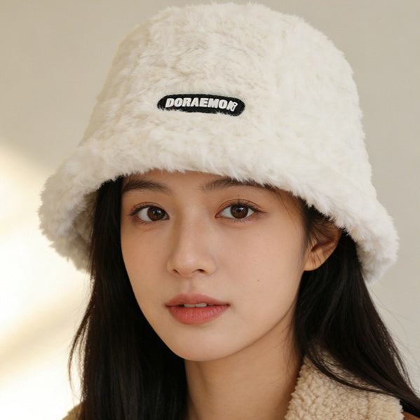流行帽子｜毛絨帽子女冬季可愛百搭顯臉小漁夫帽保暖防寒時尚字母盆帽水桶帽「C1642」25.12-2