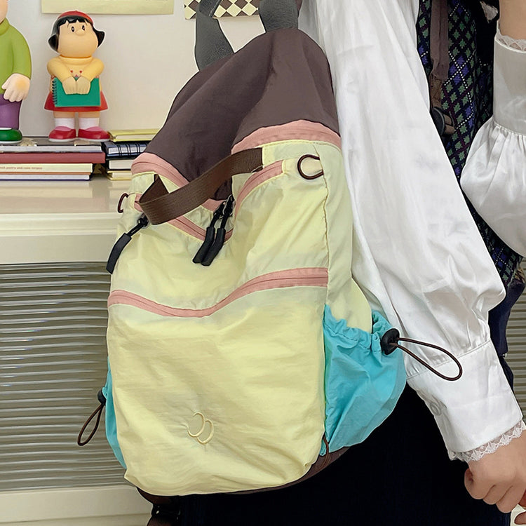 致青春 | 小眾拼色雙肩包女大學生休閒簡約戶外登山包大容量學生書包「7724-126」25.05-3