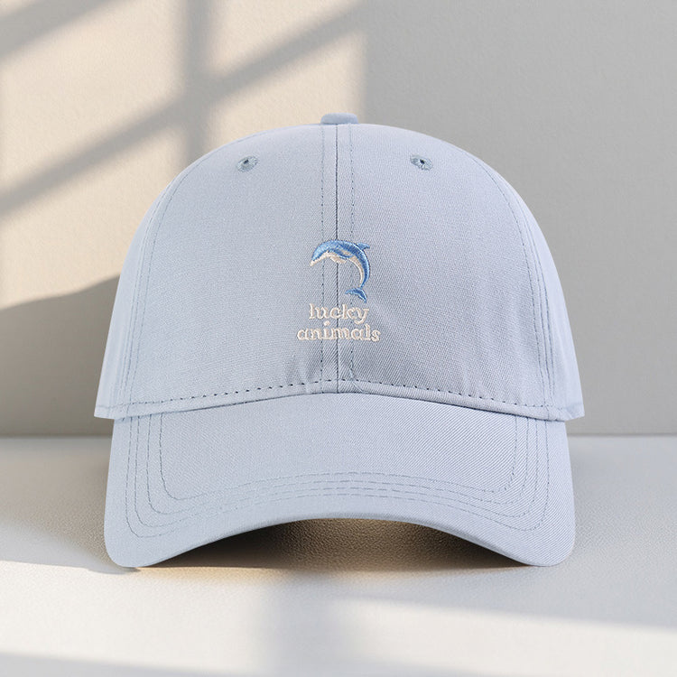 流行帽子｜新款可愛海豚刺繡帽子女春夏百搭大頭圍顯臉小棒球帽遮陽鴨舌帽男「C5439」25.07-5
