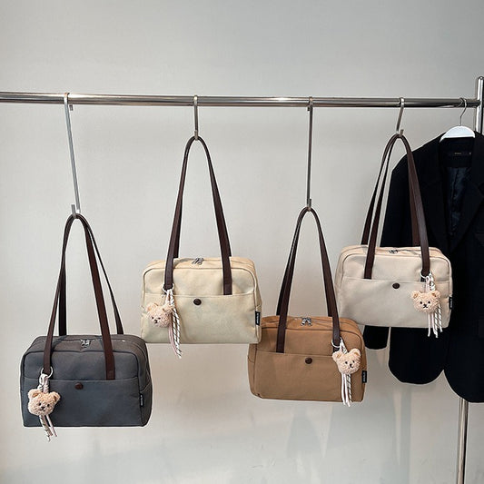 致青春｜大容量帆布包女2025新款復古洋氣單肩包上班通勤托特包「6673-125」25.10-4