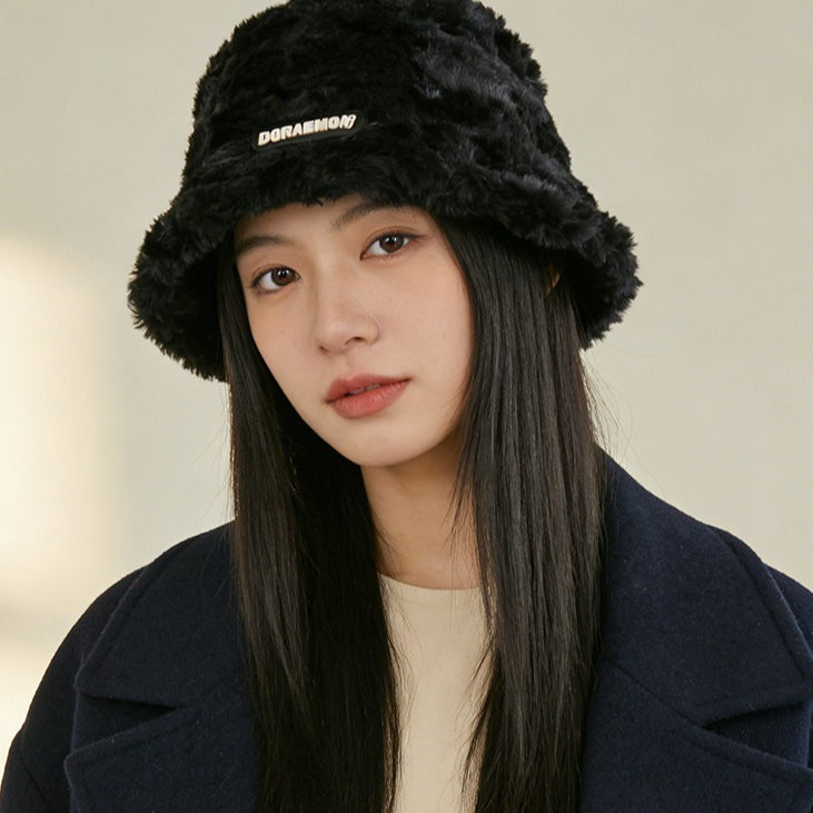 流行帽子｜毛絨帽子女冬季可愛百搭顯臉小漁夫帽保暖防寒時尚字母盆帽水桶帽「C1642」25.12-2