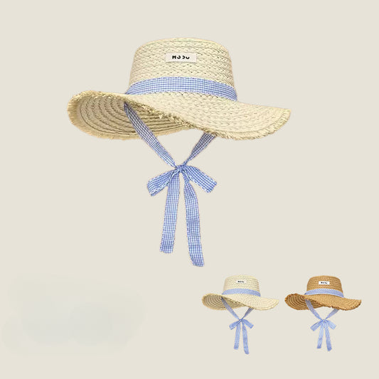 流行帽子｜法式優雅韓系甜美大檐帽子女夏季海邊度假沙灘遮陽草帽潮防曬帽子「C5284」25.06-1