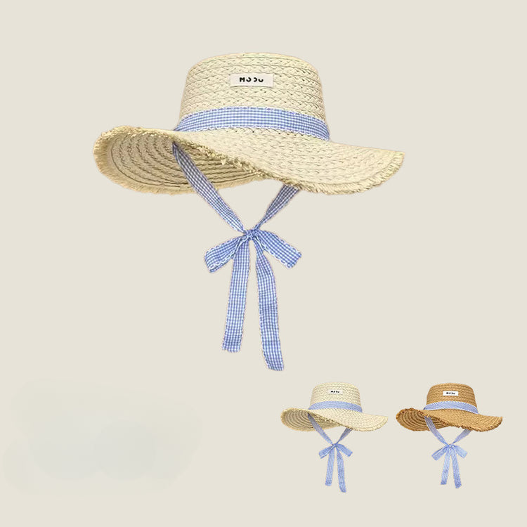 流行帽子｜法式優雅韓系甜美大檐帽子女夏季海邊度假沙灘遮陽草帽潮防曬帽子「C5284」25.06-1