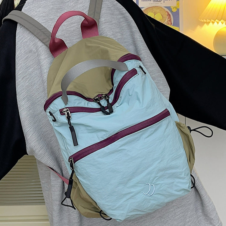 致青春 | 小眾拼色雙肩包女大學生休閒簡約戶外登山包大容量學生書包「7724-126」25.05-3
