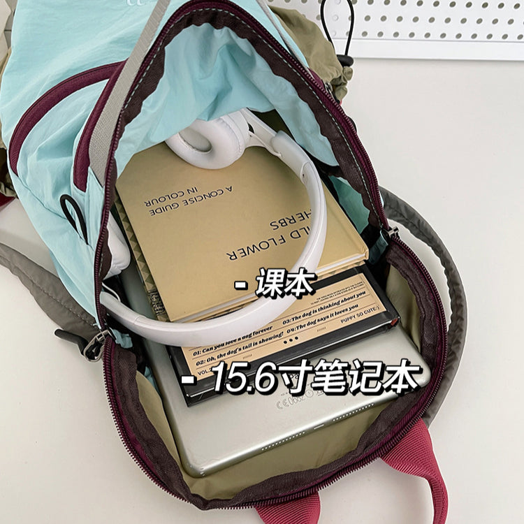 致青春 | 小眾拼色雙肩包女大學生休閒簡約戶外登山包大容量學生書包「7724-126」25.05-3