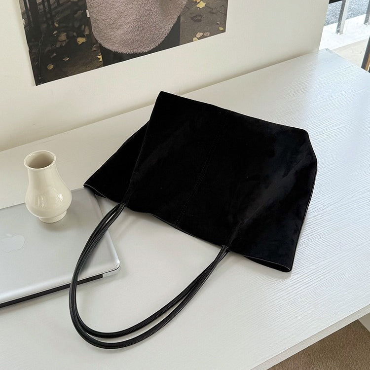 日韓流行｜秋冬復古麂皮絨大容量托特包2025新款時尚簡約上課通勤手提單肩包「M9048」25.11-4