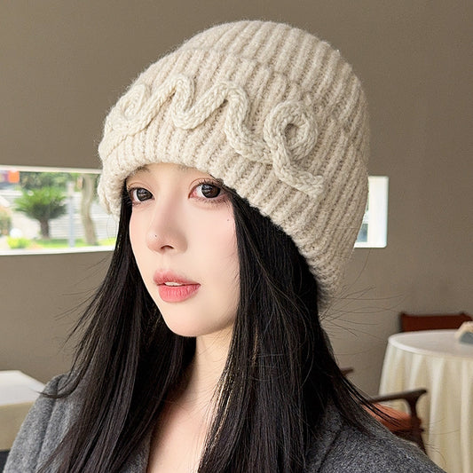 流行帽子 |秋冬新款大頭圍顯臉小帽子女美式復古毛線帽刺繡保暖針織帽男冷帽「C5568」25.09-2