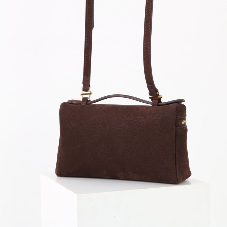 質感真皮｜2025新款百搭LP19真皮手提包磨砂麂皮絨飯盒包化妝包手拎肩斜背包「8323-1」25.10-4