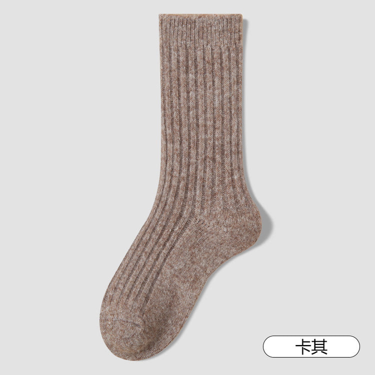 女襪｜羊毛襪子女秋冬加厚蓄熱保暖針織堆堆襪軟糯親膚舒適彈力中筒襪「MP32165」25.12-1