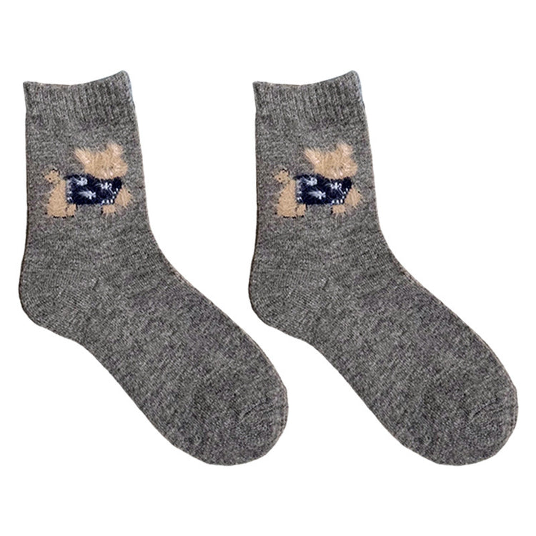 女襪｜加厚羊毛襪子女日系保暖可愛卡通堆堆襪軟糯親膚舒適彈力中筒襪「HD25868」25.12-1