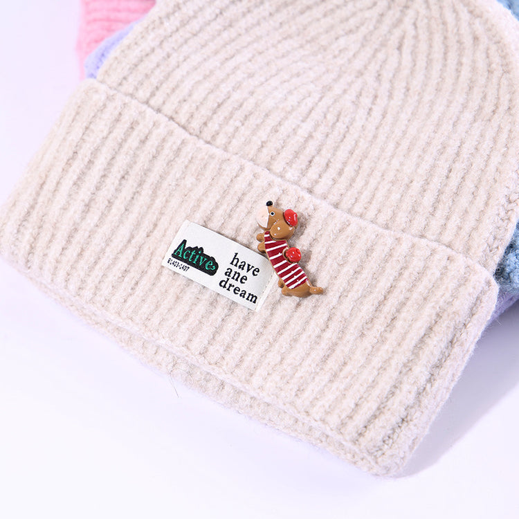 流行帽子｜韓版針織帽子秋冬百搭顯臉小保暖毛線帽甜美可愛新款刺繡冷帽男潮「C5742」25.10-4