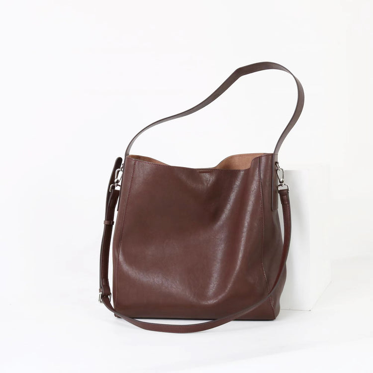 質感真皮｜2025新款高質感軟牛皮慵懶大容量通勤休閒斜挎包托特包時尚單肩腋下包「OS83316」25.10-4