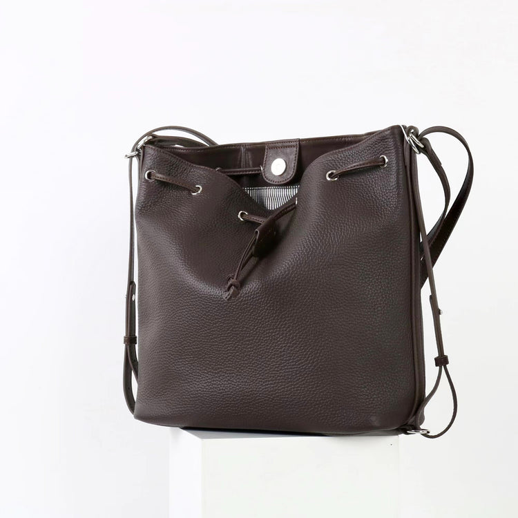 質感真皮｜2025新款時尚歐美氣質頭層牛皮雙肩水桶包百搭斜挎單肩斜挎高級感「7061」25.11-1