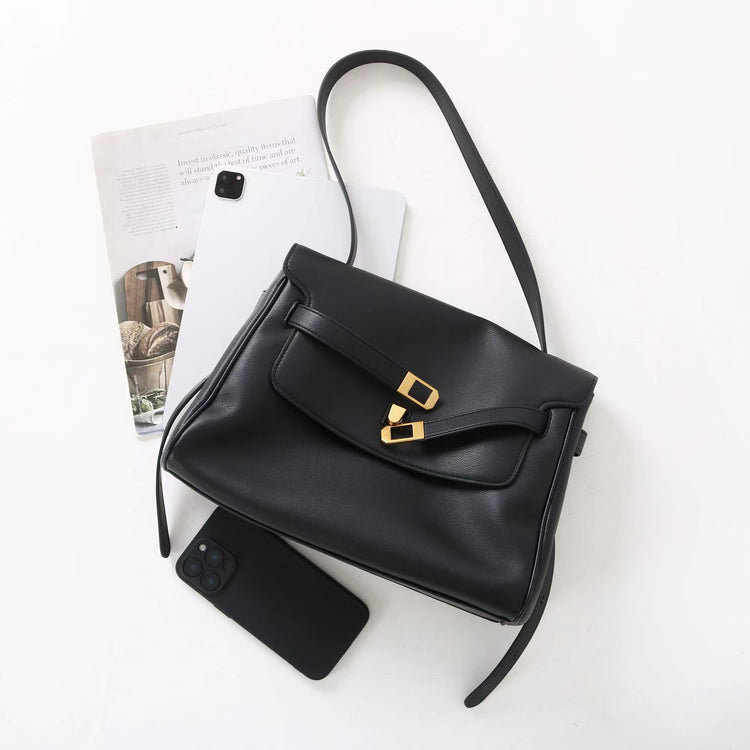 質感真皮｜2025新款通勤復古百搭單肩斜背包外出上班公文包女包時尚潮流單肩包「6191L」25.12-1