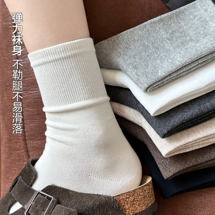 女襪｜純棉襪子女10A抑菌防臭吸汗透氣中筒襪彈力無骨抗起球襪子「ZJ25031」25.09-2