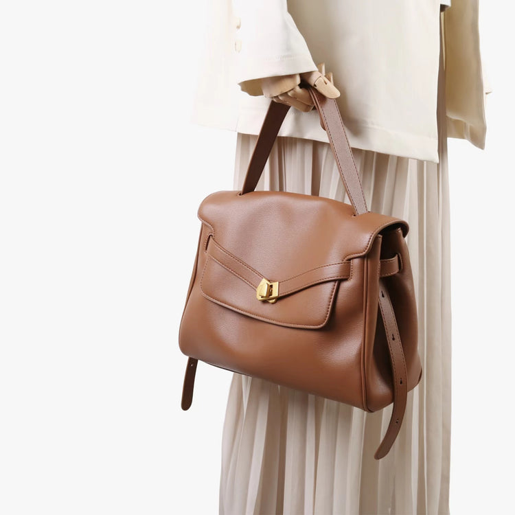 質感真皮｜2025新款通勤復古百搭單肩斜背包外出上班公文包女包時尚潮流單肩包「6191L」25.12-1