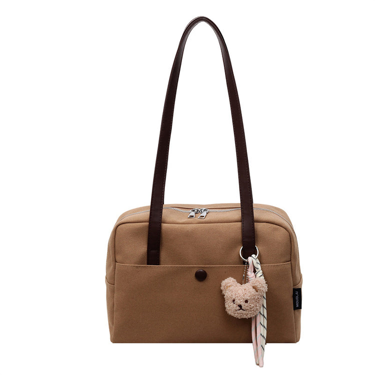 致青春｜大容量帆布包女2025新款復古洋氣單肩包上班通勤托特包「6673-125」25.10-4