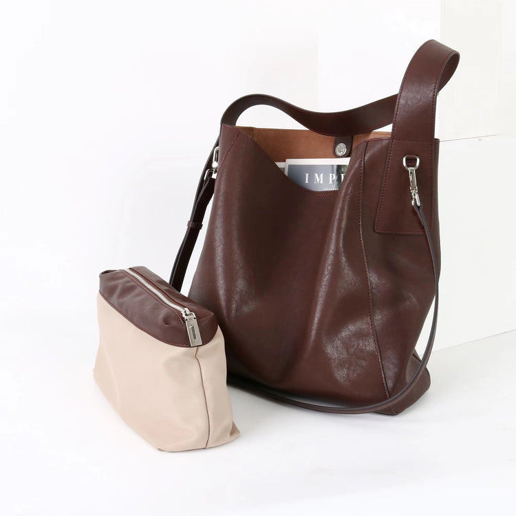 質感真皮｜2025新款高質感軟牛皮慵懶大容量通勤休閒斜挎包托特包時尚單肩腋下包「OS83316」25.10-4