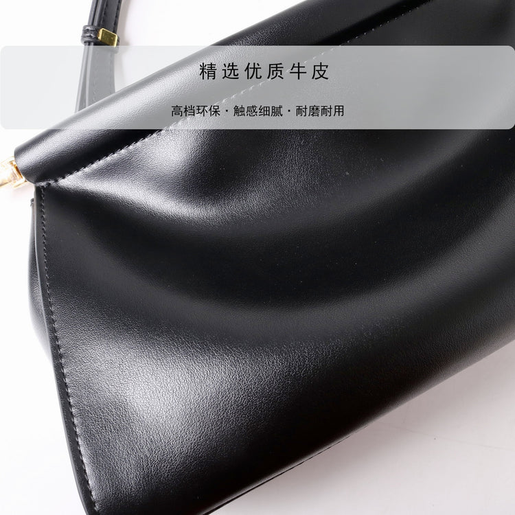 質感真皮｜2025新款牛皮腋下復古法式法棍夾子包小眾設計極簡風通勤簡約包「3336」25.06-2