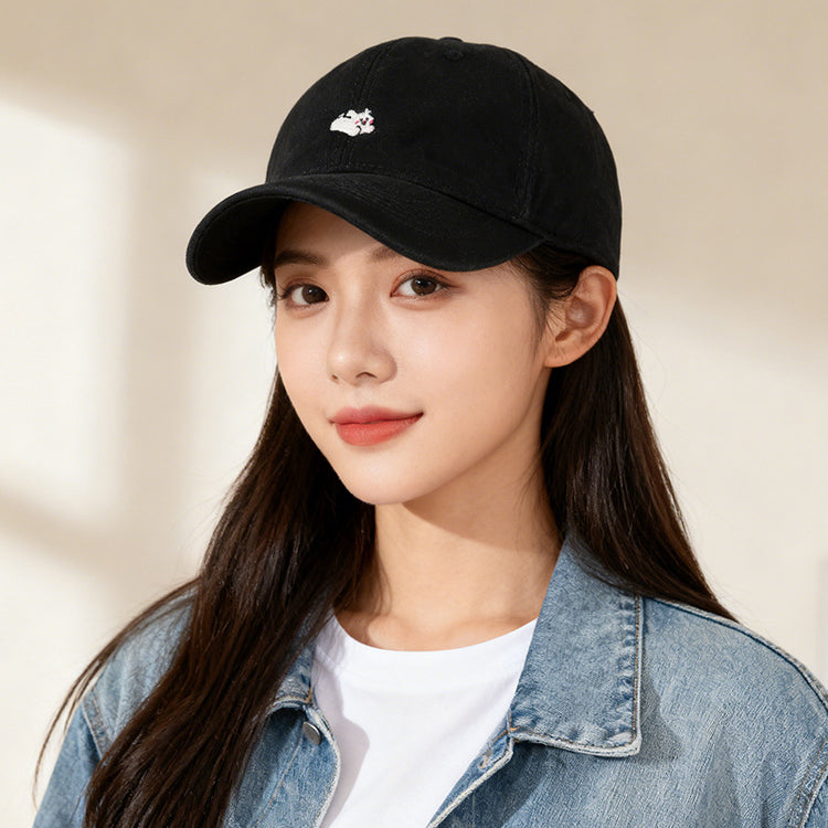 流行帽子｜卡通刺繡鴨舌帽子女2025新款大頭圍顯臉小棒球帽學生情侶遮陽帽男「C5882」25.12-1