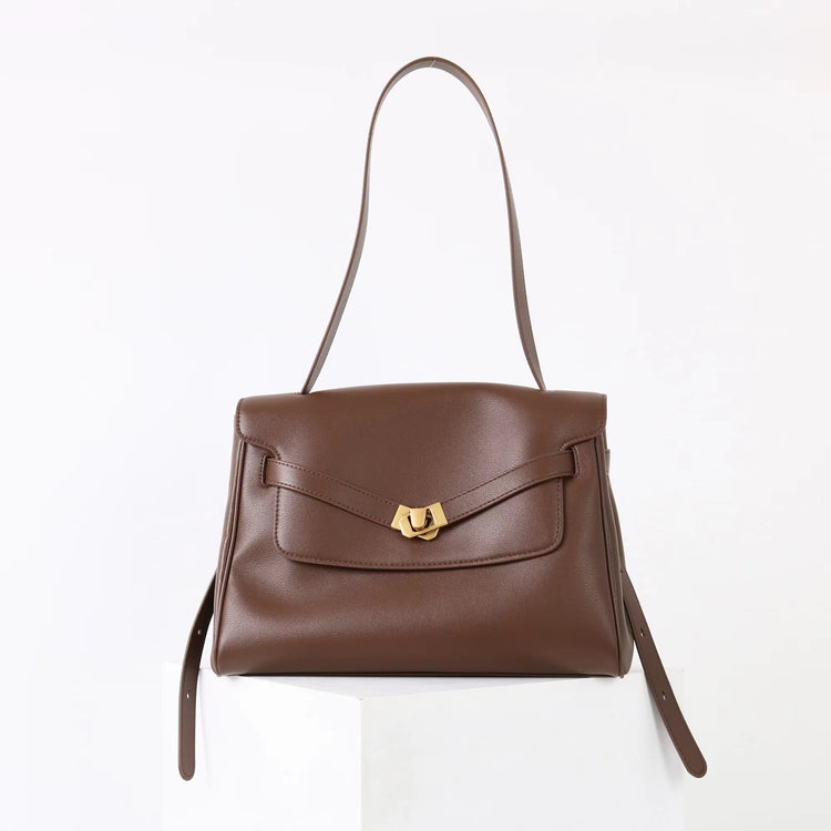 質感真皮｜2025新款通勤復古百搭單肩斜背包外出上班公文包女包時尚潮流單肩包「6191L」25.12-1