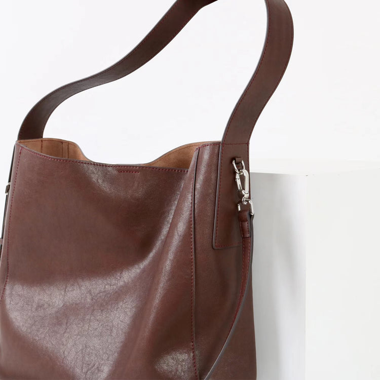 質感真皮｜2025新款高質感軟牛皮慵懶大容量通勤休閒斜挎包托特包時尚單肩腋下包「OS83316」25.10-4