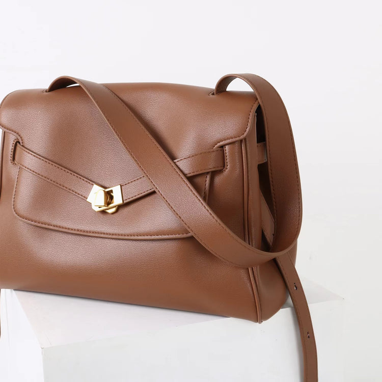 質感真皮｜2025新款通勤復古百搭單肩斜背包外出上班公文包女包時尚潮流單肩包「6191L」25.12-1