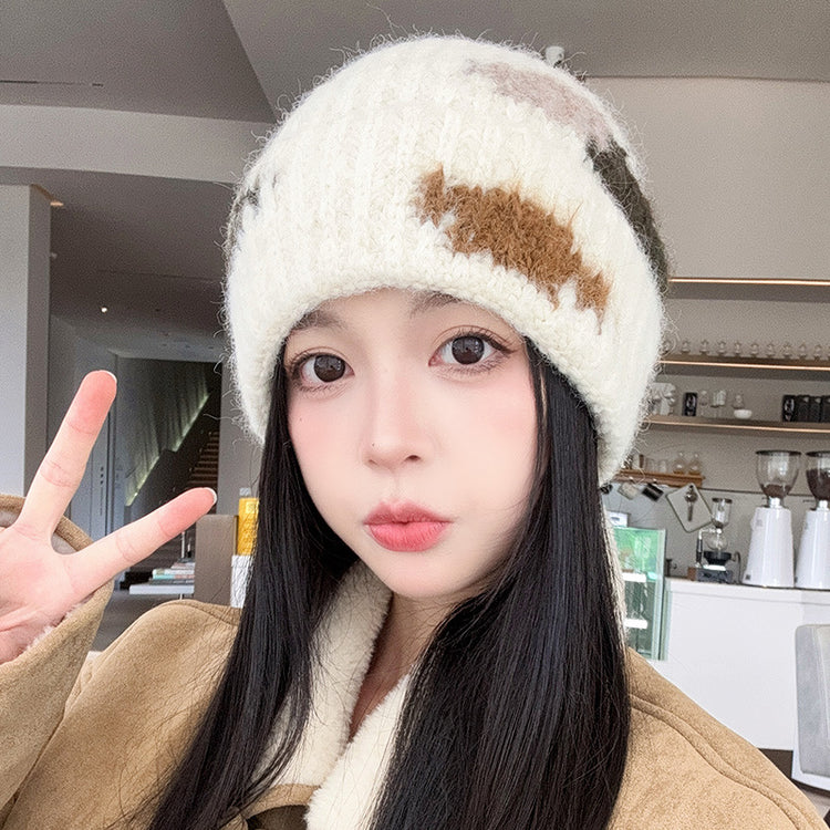 流行帽子 |帽子女秋冬大頭圍顯臉小毛線帽氛圍感戶外保暖針織帽護耳瓜皮帽男「C5573」25.09-2