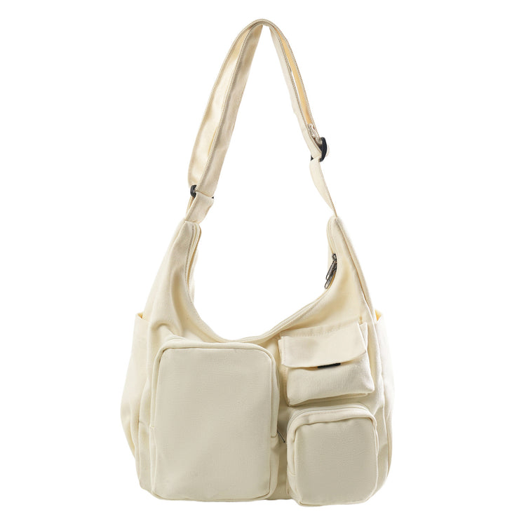 致青春｜復古大容量斜背包休閒多口袋托特包百搭通勤單肩包學生上課包「5017-128」25.11-1