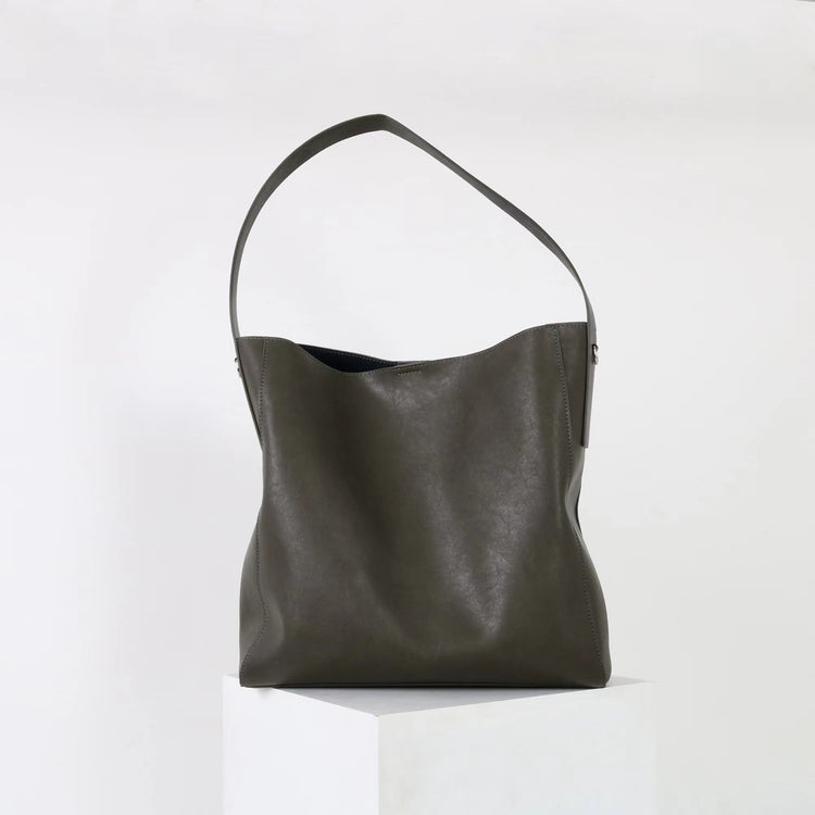 質感真皮｜2025新款高質感軟牛皮慵懶大容量通勤休閒斜挎包托特包時尚單肩腋下包「OS83316」25.10-4