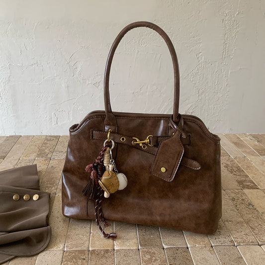 日韓流行｜復古慵懶感公事包包女大容量質感百搭簡約小眾設計手提單肩托特包「H8900」25.11-3