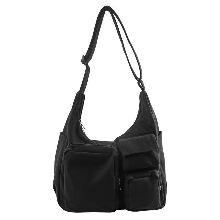 致青春｜復古大容量斜背包休閒多口袋托特包百搭通勤單肩包學生上課包「5017-128」25.11-1