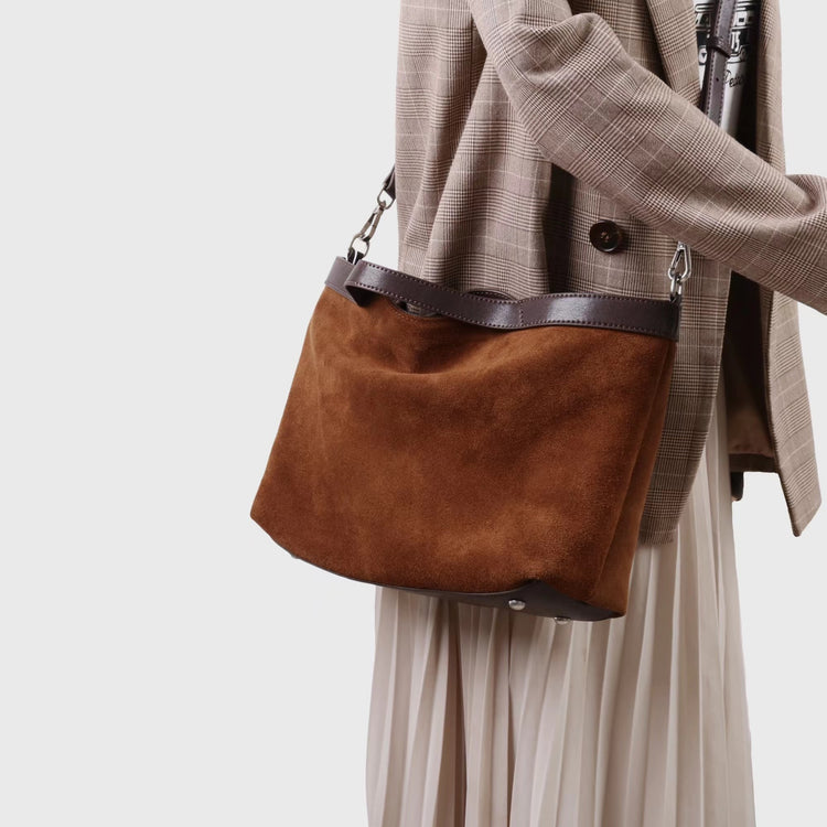 質感真皮｜2025新款復古通勤磨砂牛皮大容量手提包鬆弛感托特包軟皮斜背包「9107」25.11-4