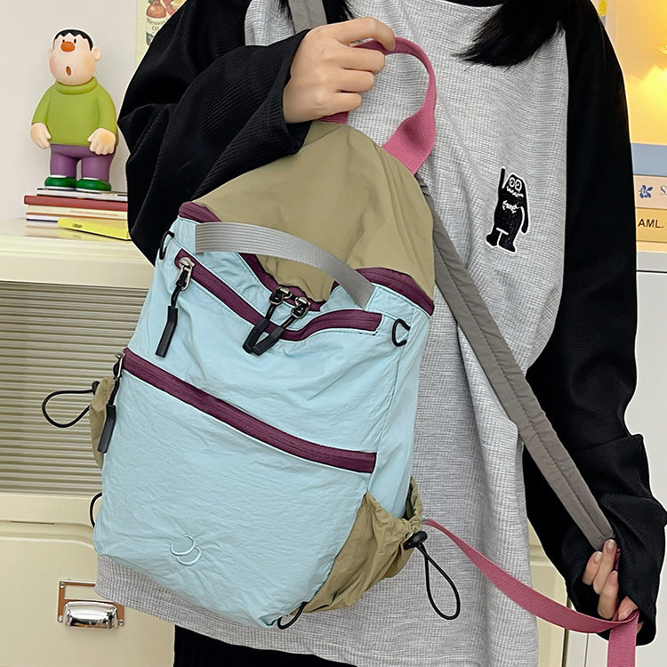 致青春 | 小眾拼色雙肩包女大學生休閒簡約戶外登山包大容量學生書包「7724-126」25.05-3