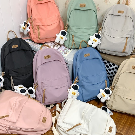 致青春｜書包女國中高中生大容量上課補習雙肩包女純色百搭通勤雙肩包「1019-124」25.10-3