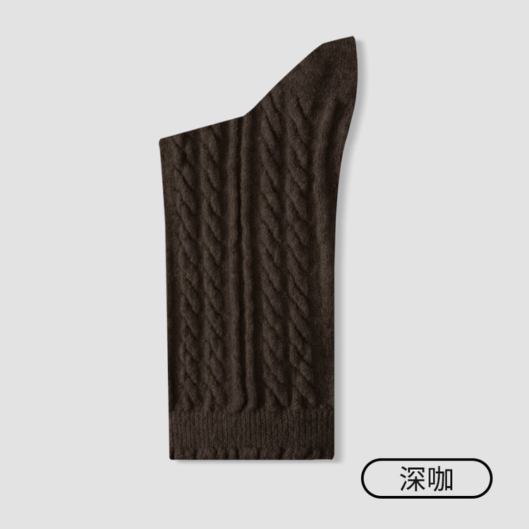 女襪｜襪子女加厚保暖蓄熱鎖溫麻花羊毛襪彈力花邊親膚舒適堆堆襪「M3166」25.10-4